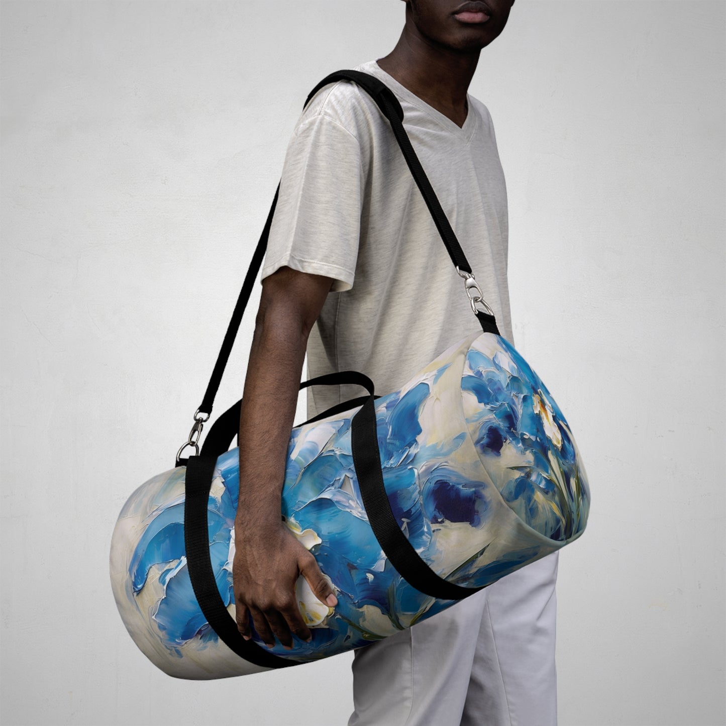 Embrace Artistic Expression with Blue Orchid Abstract Painting Duffel Bag