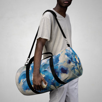 Embrace Artistic Expression with Blue Orchid Abstract Painting Duffel Bag