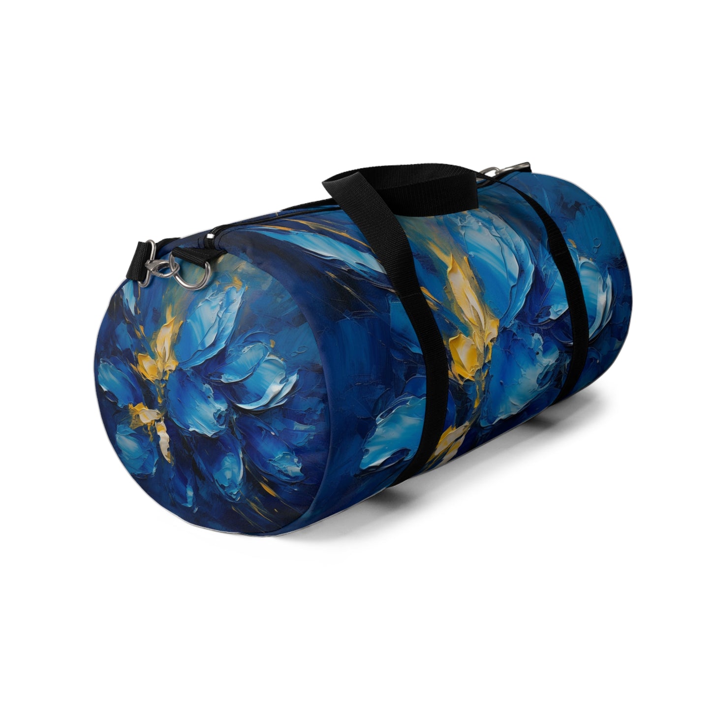 Abstract Wallpaper Duffel Bag: Immersive Floral Beauty with Blue Orchid Motif