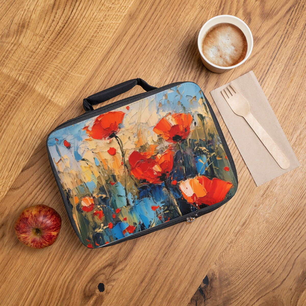Lunch Bag Paradise: Abstract Poppy Artwork and Flower Drawings