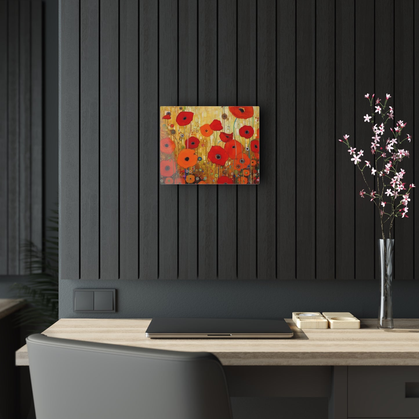 Floral Symphony: Acrylic Prints showcasing Gustav Klimt's Poppies in Art Nouveau