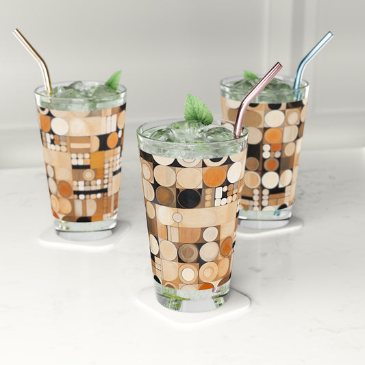 Geometric Simplicity: Earthy Grid Pint Glass