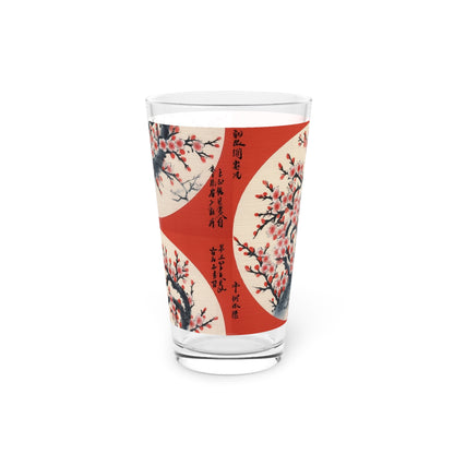 Enchanting Petal Symphony: Pint Glass Celebrating Cherry Blossom Tree Drawings
