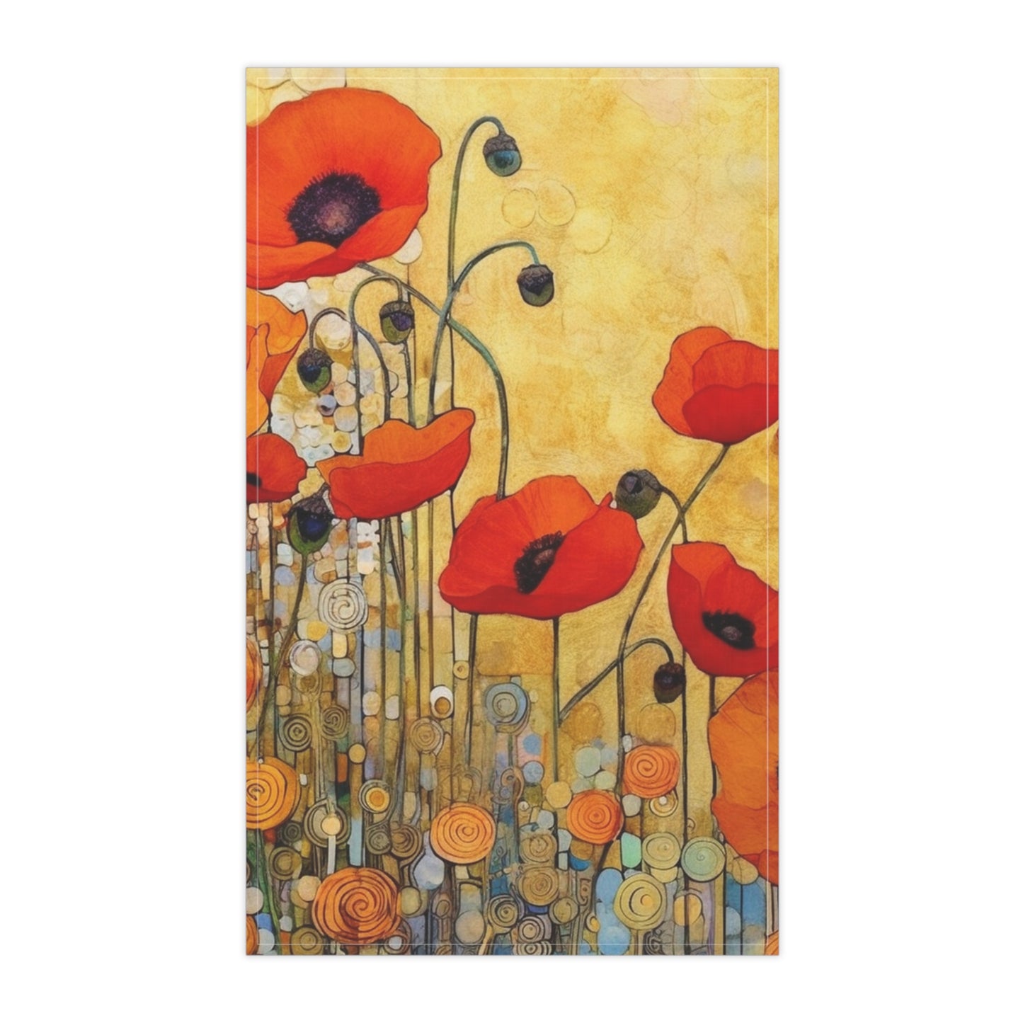 Kitchen Towel Adorned with Gustav Klimt's Poppies