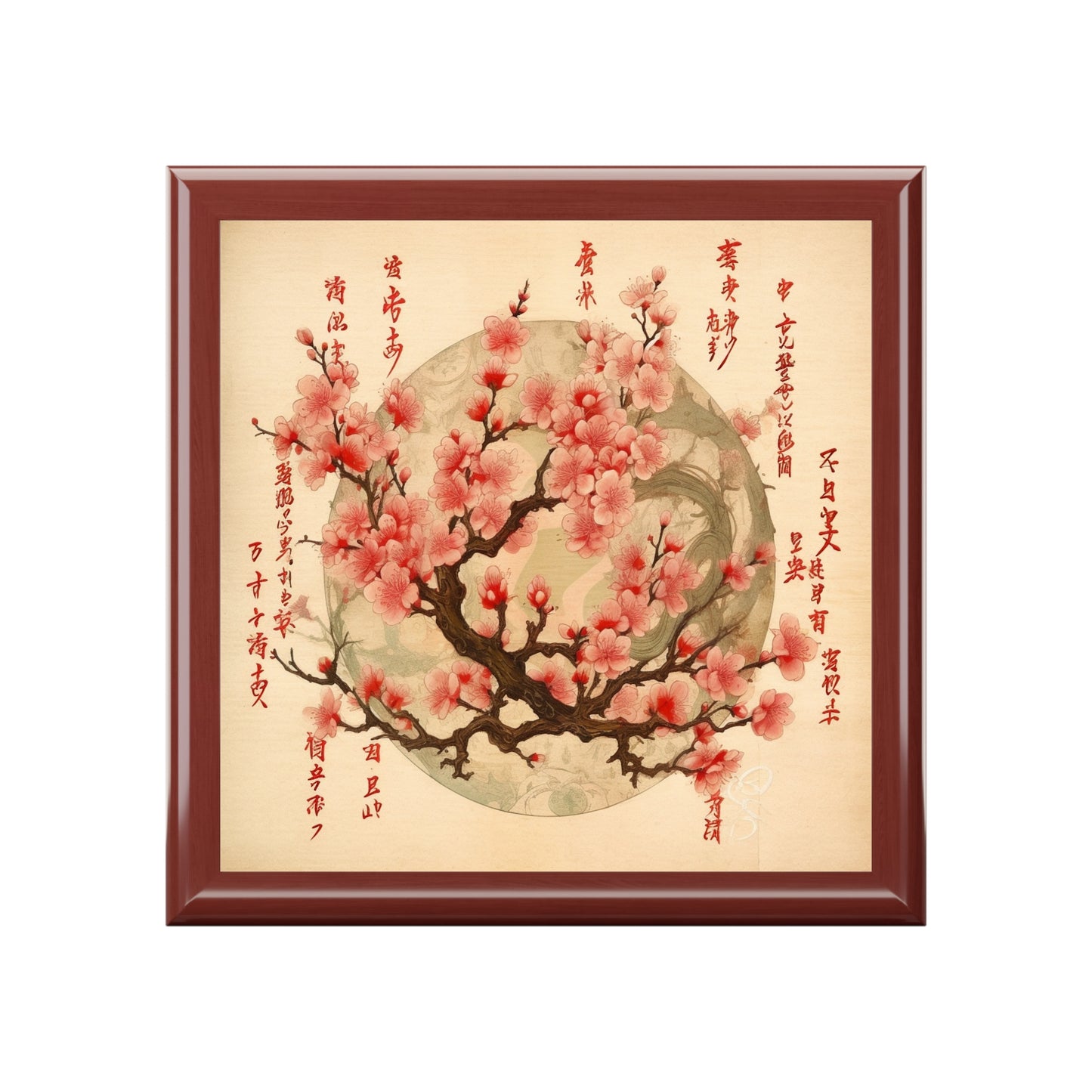 Whimsical Blossom Dreams: Jewelry Box with Delightful Flower Drawings and Cherry Blossoms