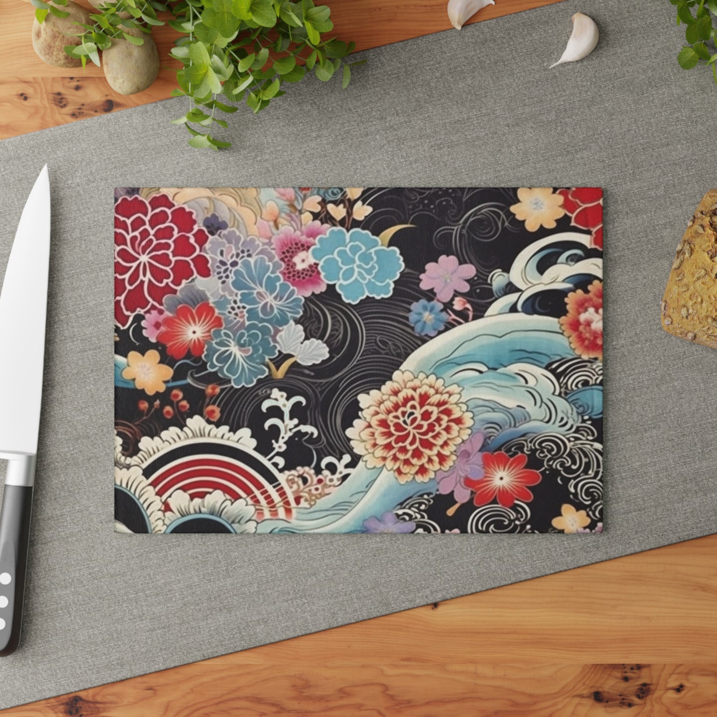 Authentic Japanese Kimono Glass Cutting Board: Embrace Tradition