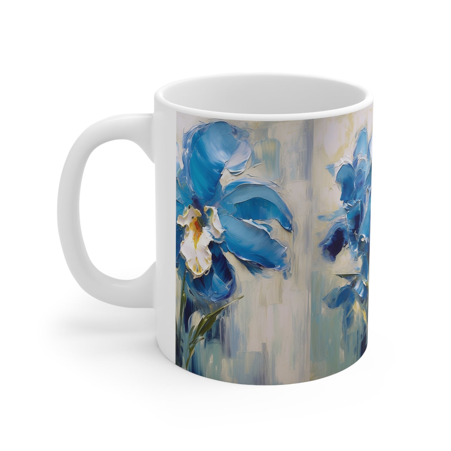 Embrace Artistic Expression with Blue Orchid Abstract Painting Ceramic Mug