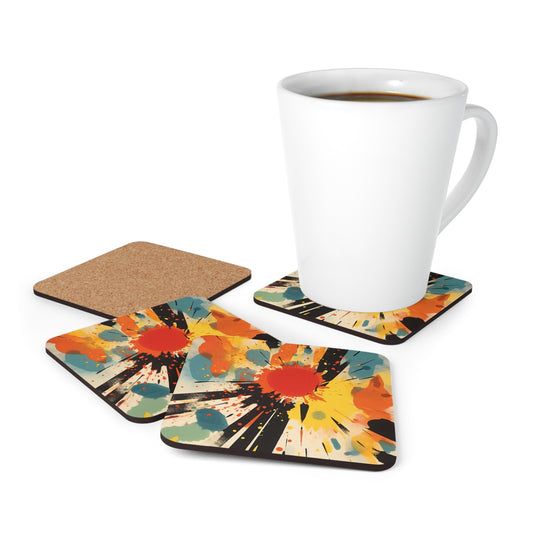 Cosmic Fusion: Abstract Corkwood Coaster Set