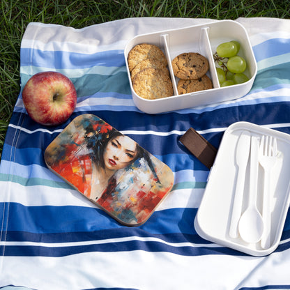 Abstract Geisha Art Bento Box: Captivating Brushstrokes in a Japanese Aesthetic
