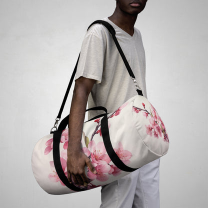 Artistic Flourish: Floral Watercolor Cherry Blossom Duffel Bag
