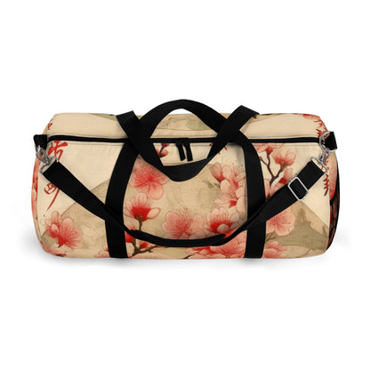 Whimsical Blossom Dreams: Duffel Bag with Delightful Flower Drawings and Cherry Blossoms