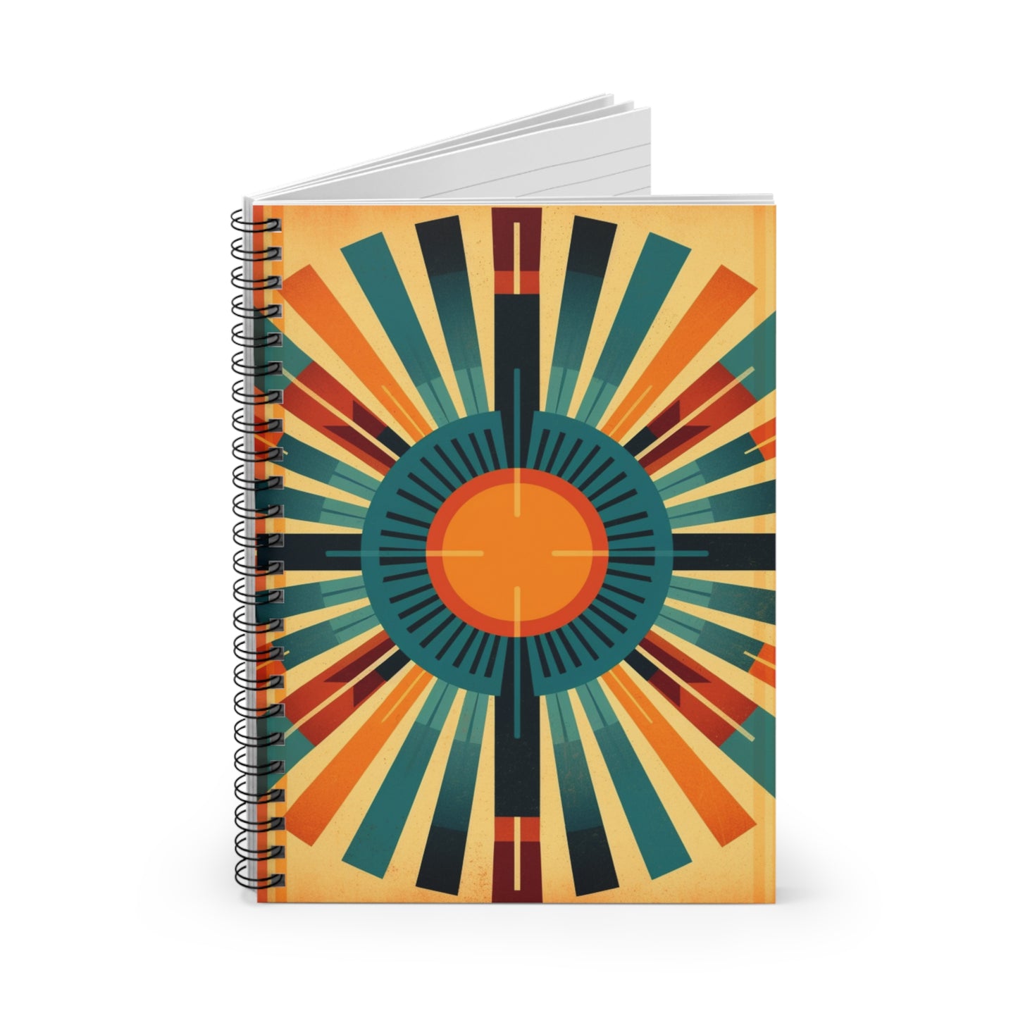 Vintage Radiance: Midcentury Modern Sun Spiral Notebook