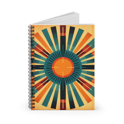 Vintage Radiance: Midcentury Modern Sun Spiral Notebook