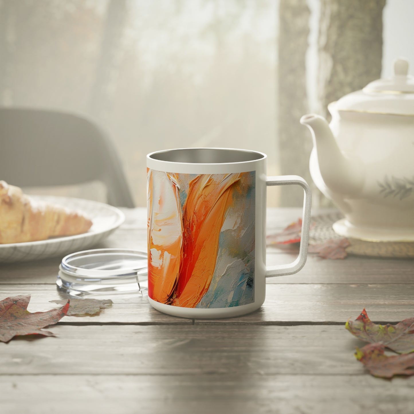 Insulated Coffee Mug with Vibrant Orange Tulip: Embrace the Beauty of Nature