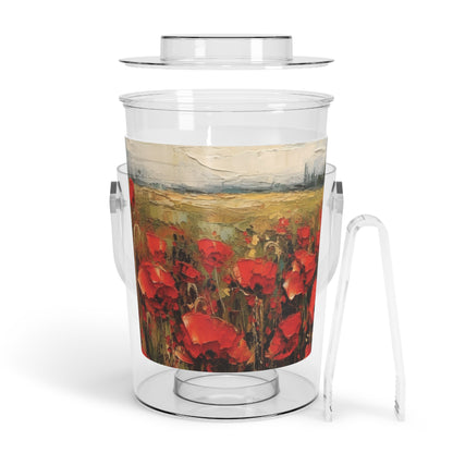 Abstract Poppy Fields: Ice Bucket with Tongs for Artistic Inspiration