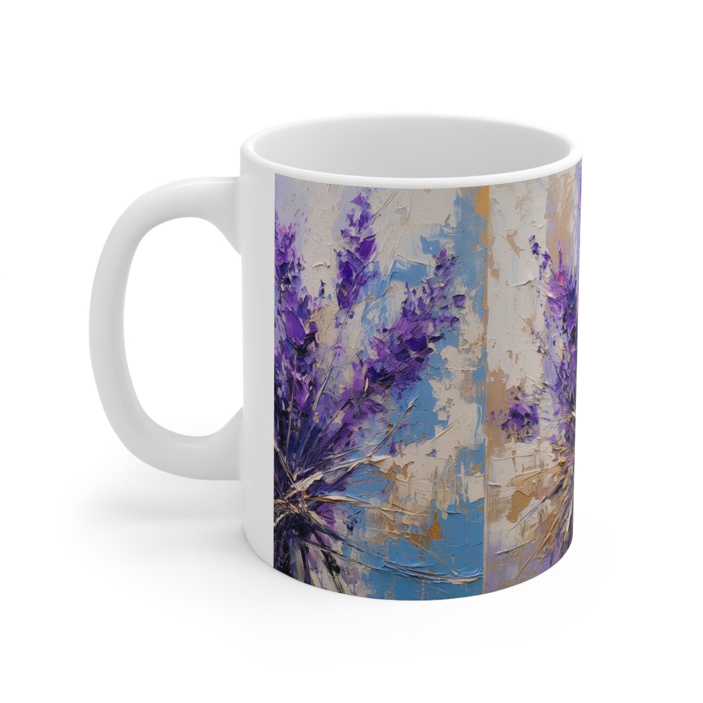 Vibrant Lavender Art on Ceramic Mug: A Floral Delight for Your Senses