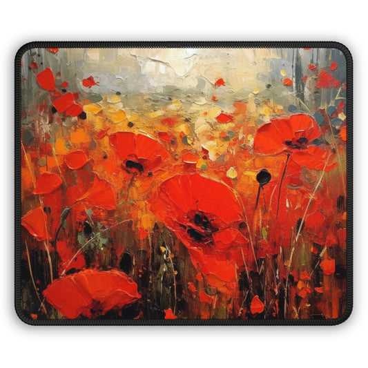 Whimsical Poppy Art on Gaming Mouse Pad