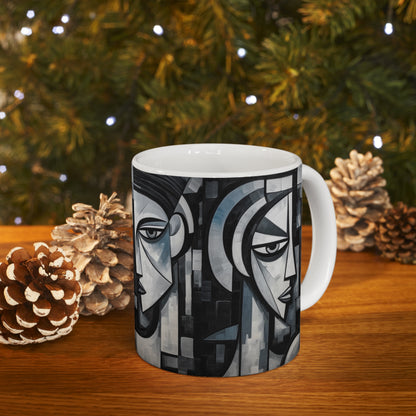 Cubist Paintings Ceramic Mug: Captivating Brush Strokes