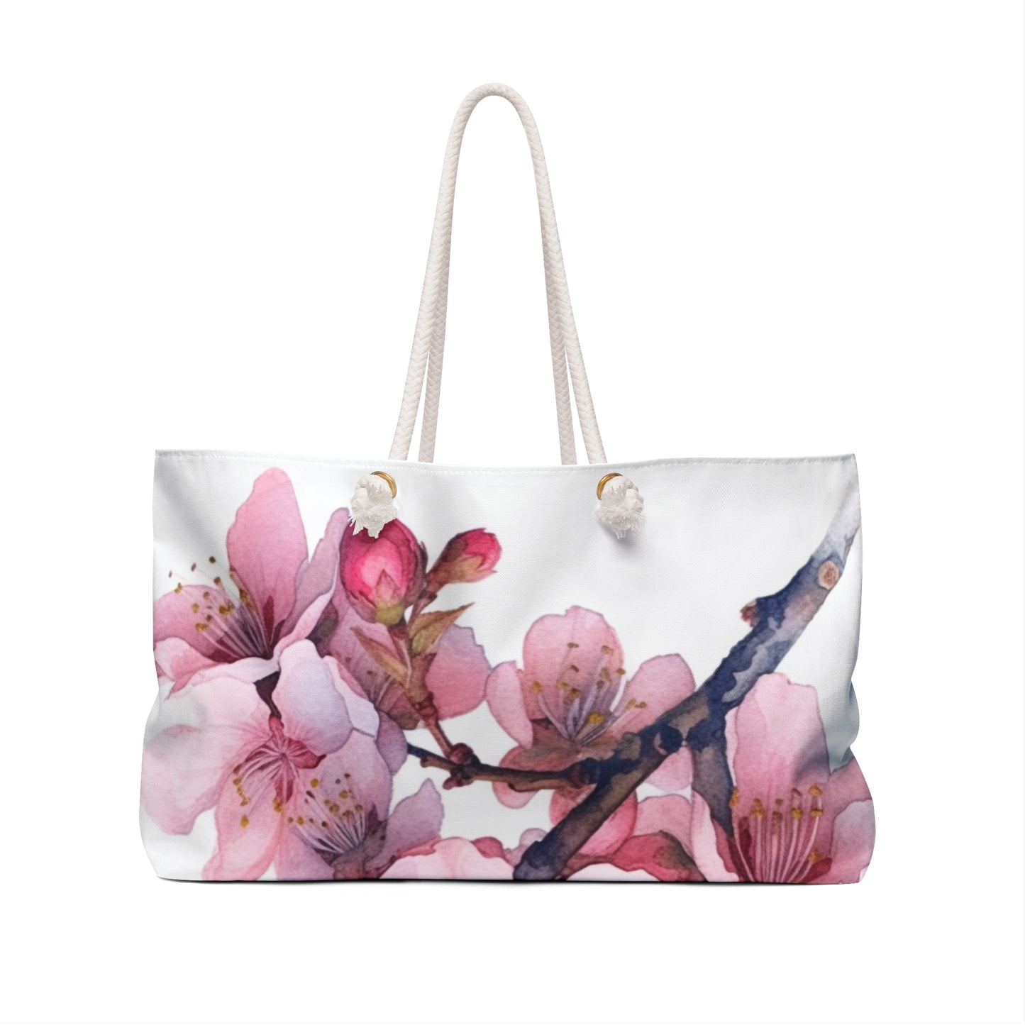 Whimsical Delight: Watercolor Cherry Blossom Tree Weekender Bag