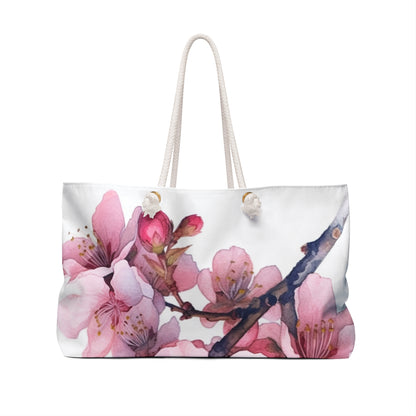 Whimsical Delight: Watercolor Cherry Blossom Tree Weekender Bag