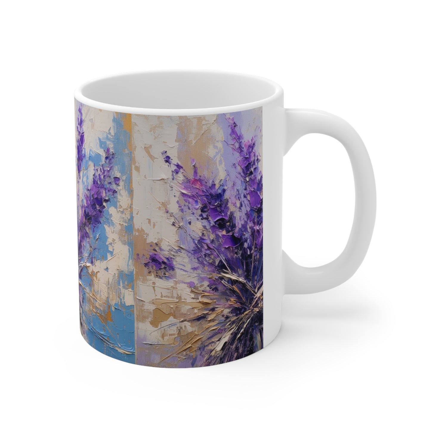 Vibrant Lavender Art on Ceramic Mug: A Floral Delight for Your Senses