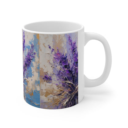Vibrant Lavender Art on Ceramic Mug: A Floral Delight for Your Senses