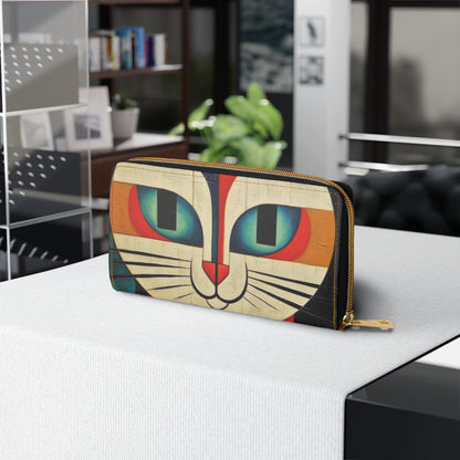 Artistic Vintage Vibes: Picasso-Inspired Midcentury Modern Zipper Wallet for Retro Fashion
