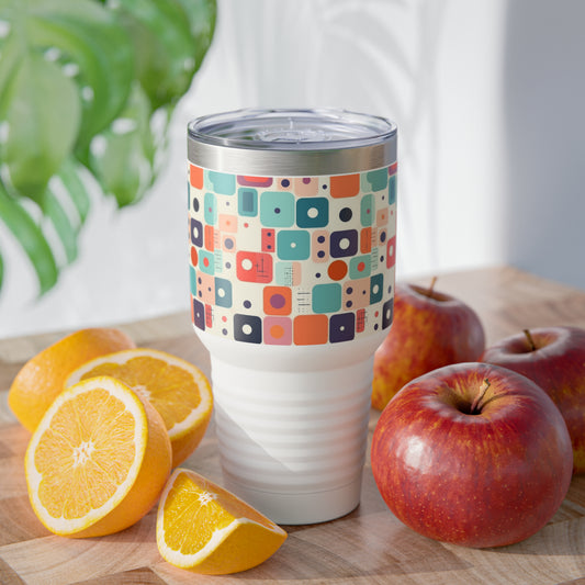 Fashion Fusion: Midcentury Modern Ringneck Tumbler with Vintage Fashion and Abstract Artistry