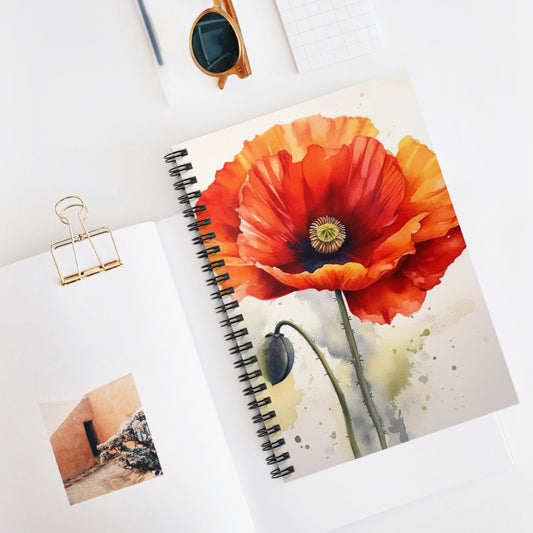 Stunning Poppy Flower Watercolor Spiral Notebook: A Blossoming Experience