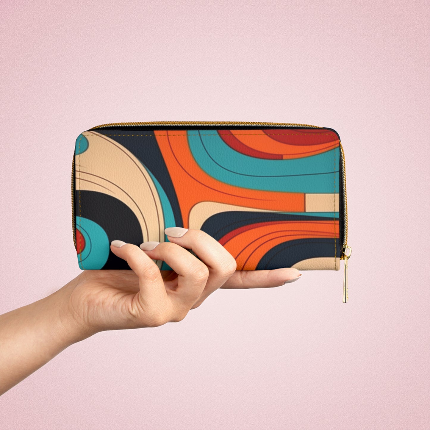Midcentury Abstractions: Abstract-Inspired Zipper Wallet for Atomic Age Design