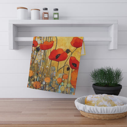 Kitchen Towel Adorned with Gustav Klimt's Poppies