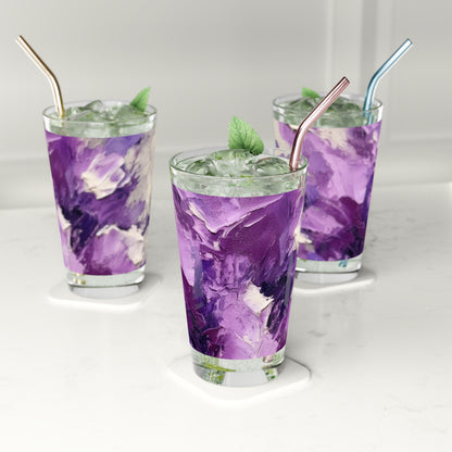 Pint Glass with Serene Lavender Painting: Embrace the Tranquility