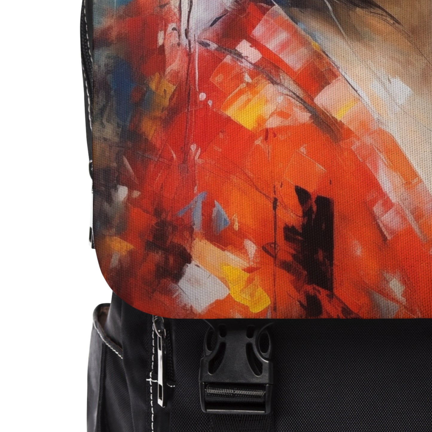 Abstract Geisha Art Unisex Casual Shoulder Backpack: Captivating Brushstrokes in a Japanese Aesthetic
