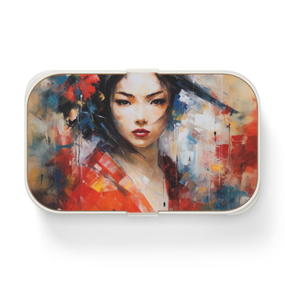 Abstract Geisha Art Bento Box: Captivating Brushstrokes in a Japanese Aesthetic