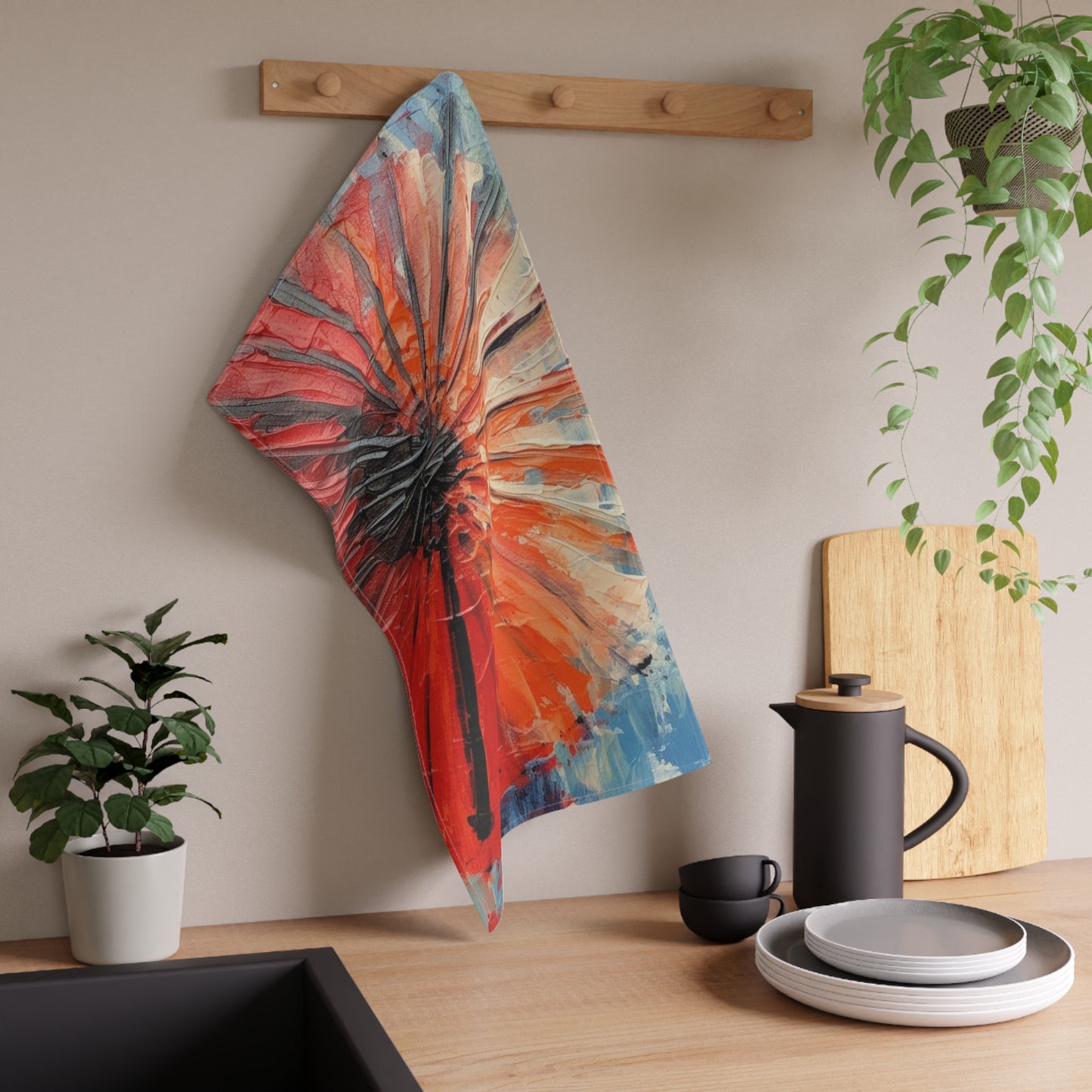 Umbrella Painting Kitchen Towel: Channel Your Inner Artist with Abstract Oil Paint