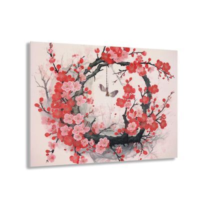 Cherry Blossom Delight: Acrylic Prints Adorned with Intricate Flower Drawings and Artistry