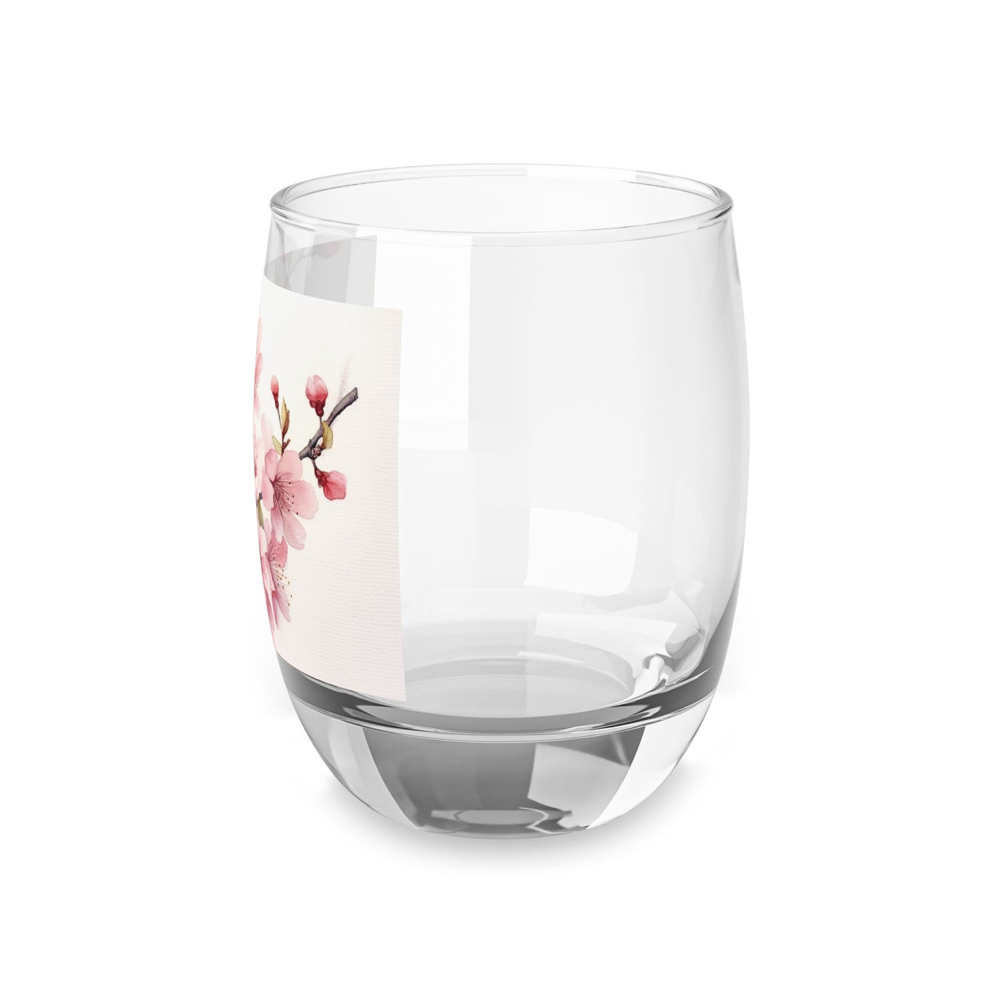 Watercolor Cherry Blossom Whiskey Glass