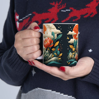 Simplicity Refined: Ceramic Mug with Minimalist Midcentury Modern Design and Abstract Art