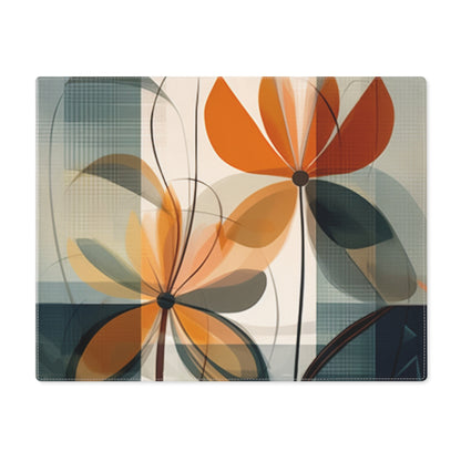 Botanical Chic: Flower Drawings and Minimalist Placemat Design with Midcentury Flair