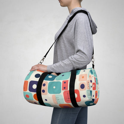 Retro Chic: Atomic Age-Inspired Duffel Bag with Midcentury Modern Design and 1960s Fashion
