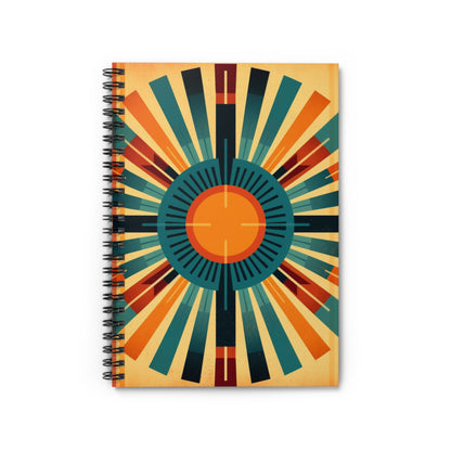 Vintage Radiance: Midcentury Modern Sun Spiral Notebook