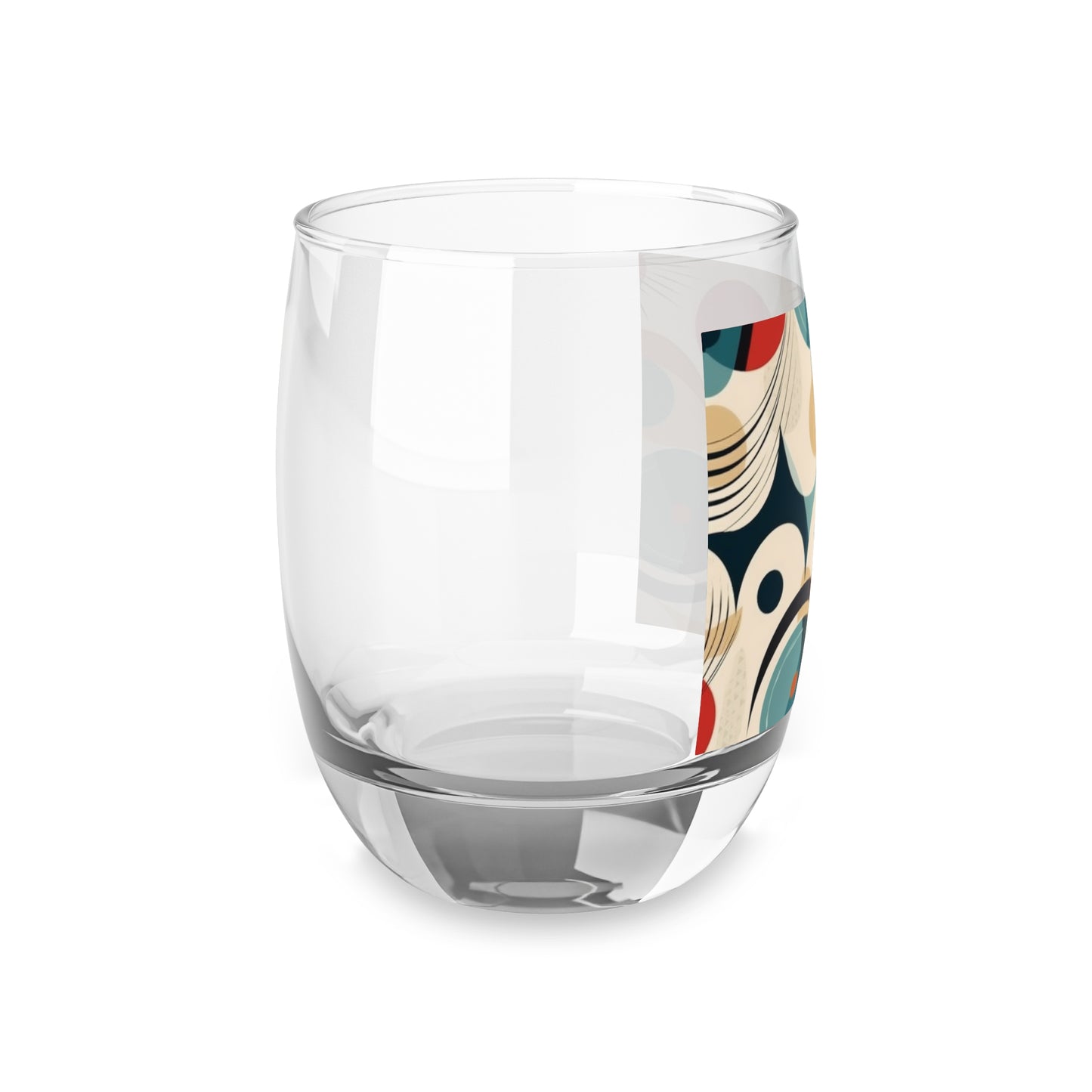 Abstract Elegance: Midcentury Modern Whiskey Glass with Modern Abstract Art and Vintage Fashion