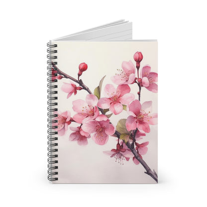 Cherry Blossom Delight: Floral Watercolor Spiral Notebook
