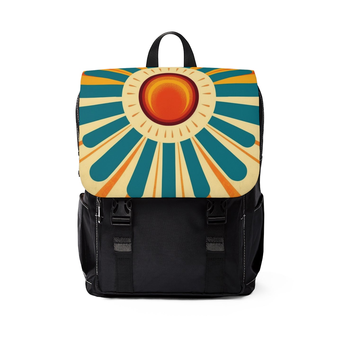 Atomic Age Sunshine: Midcentury Modern Sun Unisex Casual Shoulder Backpack