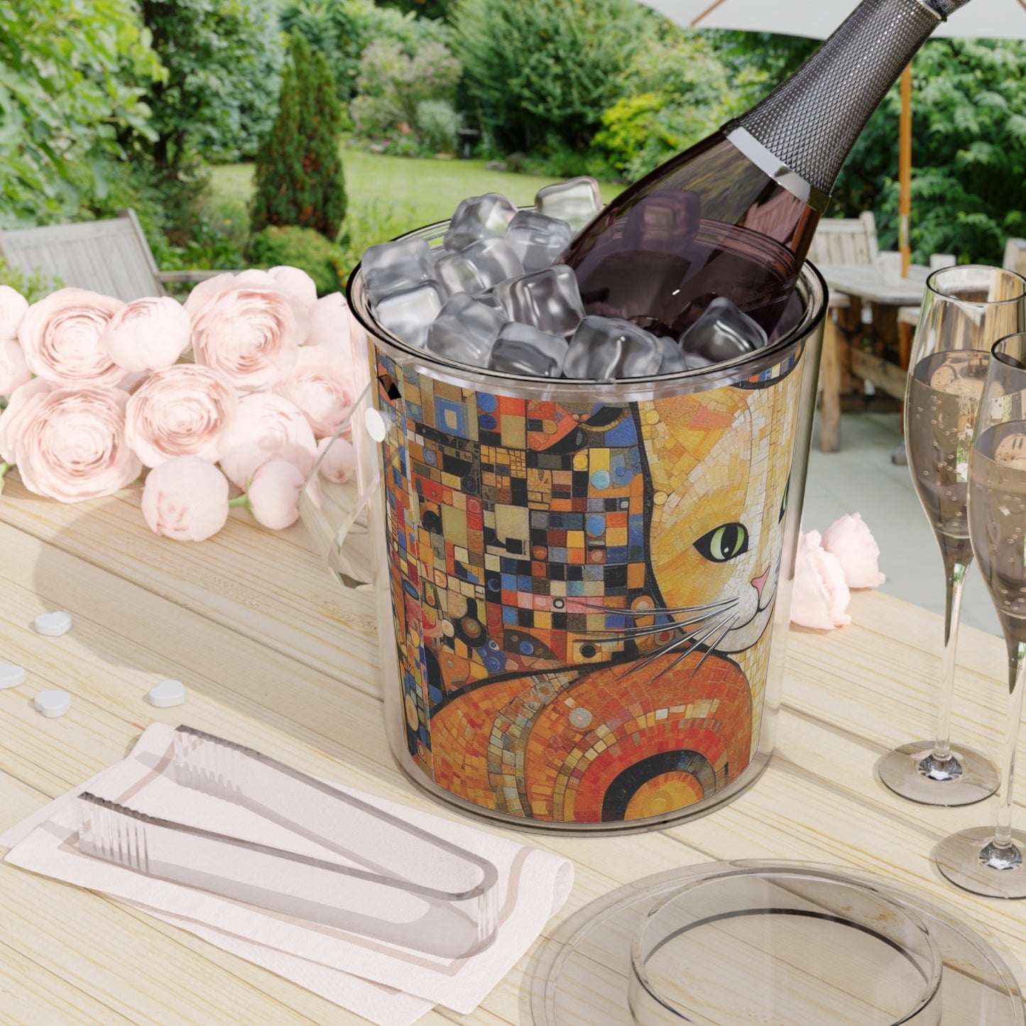 Timeless Beauty: Vienna Secession-Inspired Ice Bucket with Tongs