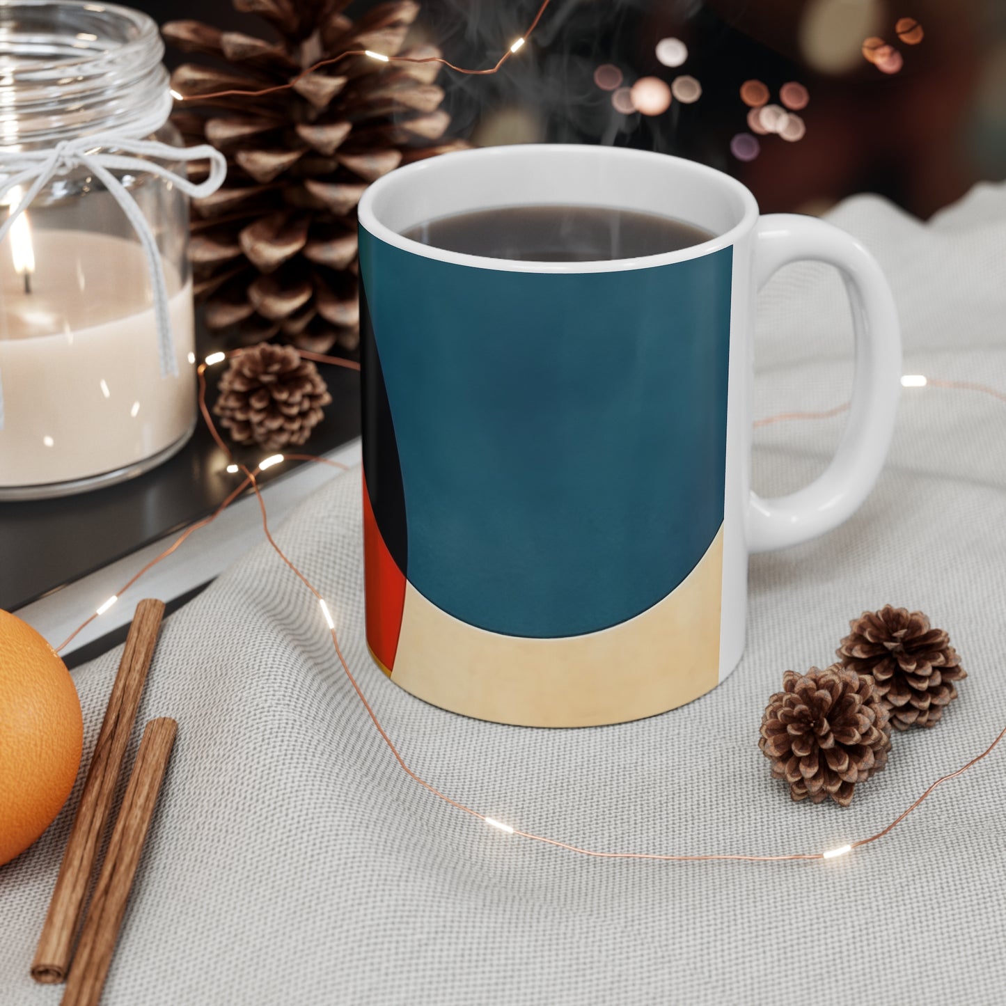 Sleek Geometric Style: Midcentury Modern Mug with Abstract Geometric Art