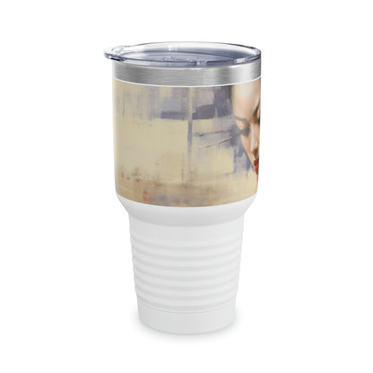 Japanese-Inspired Artistry: Abstract Oil Painting Ringneck Tumbler, Celebrating the Timeless Beauty of Geisha