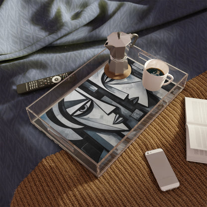 Cubist Paintings Acrylic Serving Tray: Captivating Brush Strokes