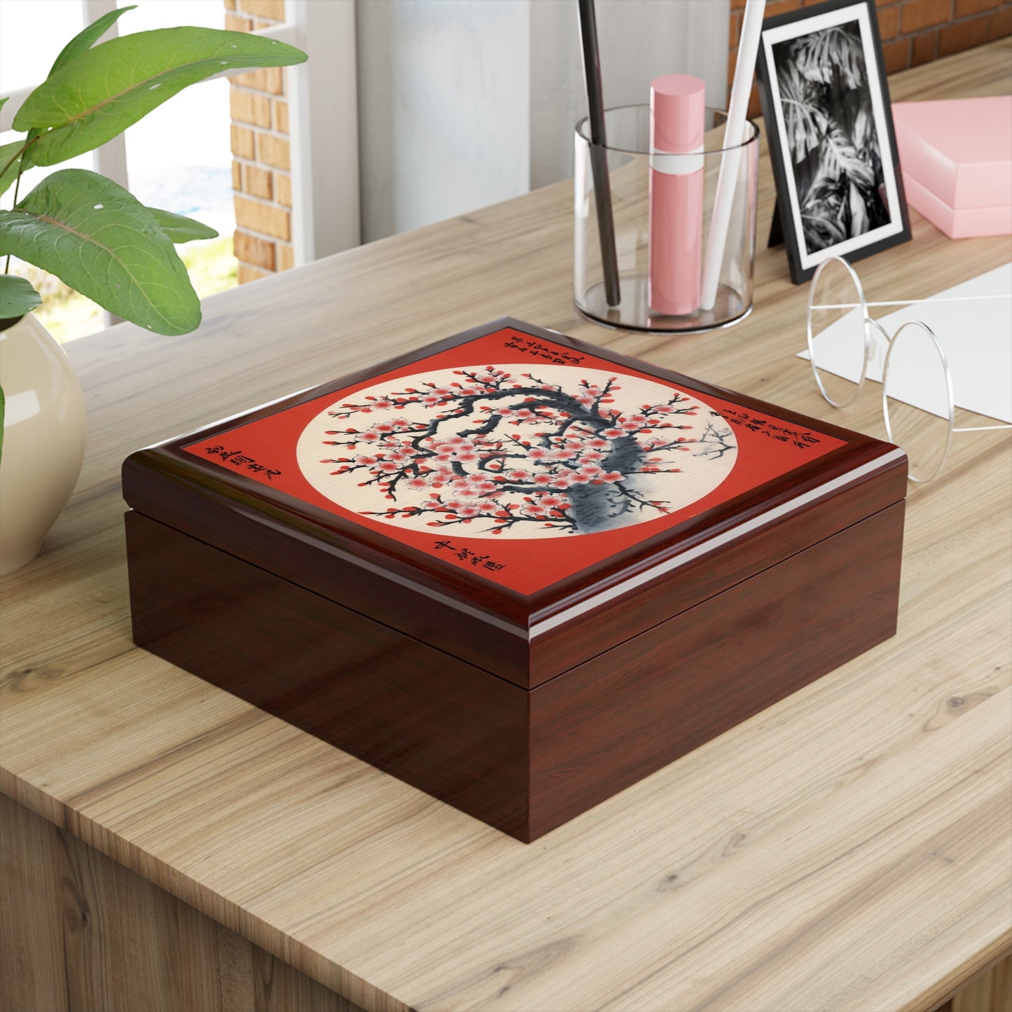 Enchanting Petal Symphony: Jewelry Box Celebrating Cherry Blossom Tree Drawings