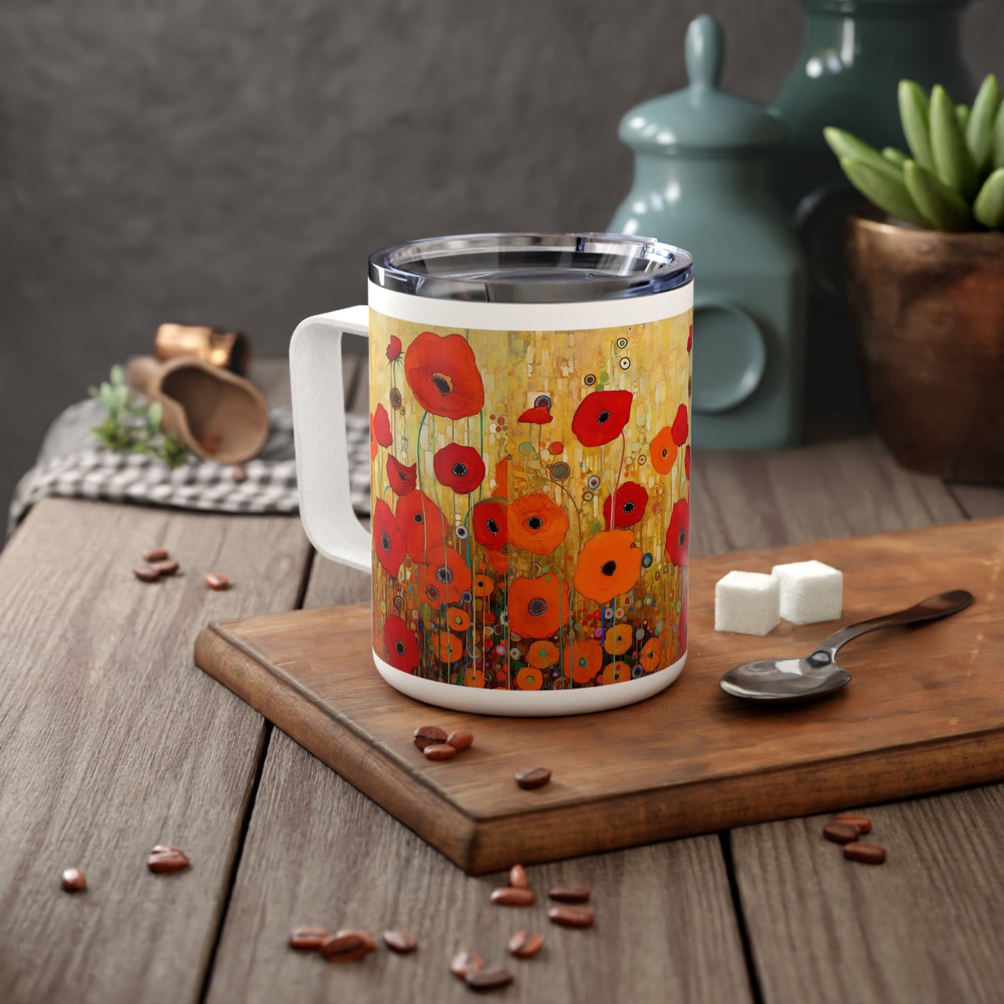 Vienna Secession Inspiration: Gustav Klimt Poppies Insulated Coffee Mug